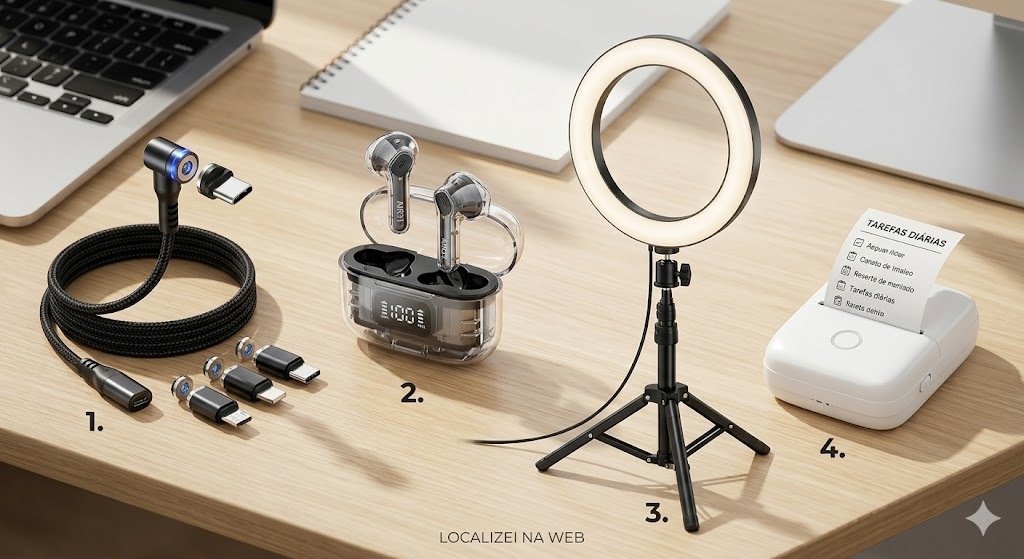 4 Gadgets Baratinhos da Shopee para Turbinar o seu Setup e Home Office