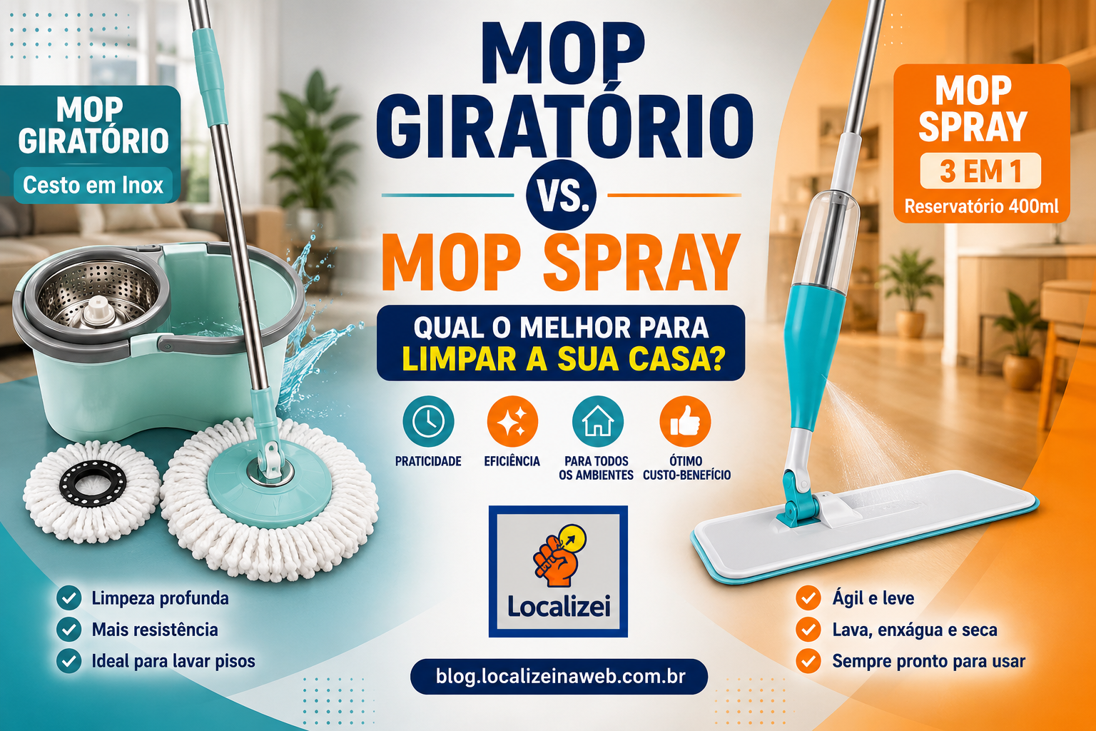 Mop Giratório vs. Mop Spray: Qual o Melhor para Limpar a sua Casa?