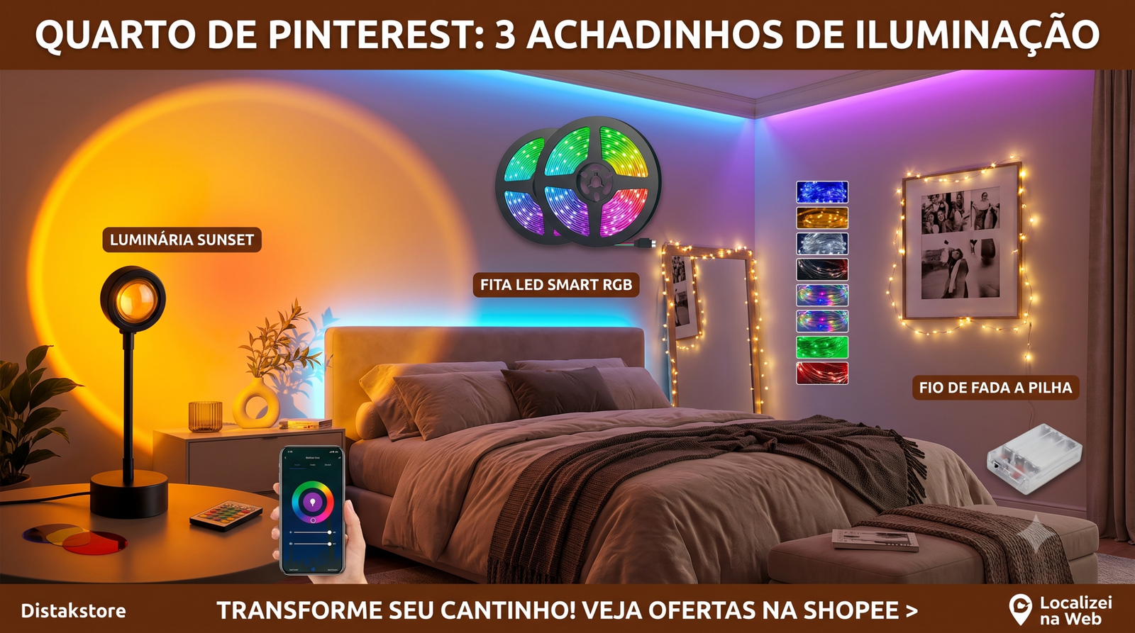 Quarto de Pinterest: 3 Achadinhos de Iluminação na Shopee para Deixar Seu Cantinho Mais Aconchegante